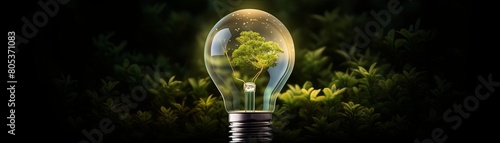 Light bulb with tree growing inside