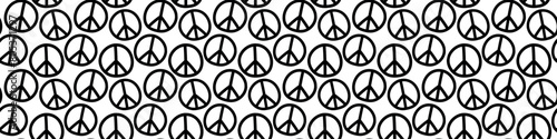 Vector seamless pattern with international symbol of pacifism, disarmament, world peace in simple doodle flat style.
