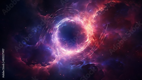 Closeup of a glowing cosmic eclipse with vibrant quantum particles, ideal for whimsical scifi themes, suitable for book covers and background images