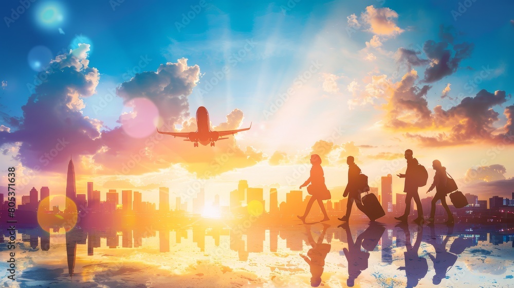 Fototapeta premium Tourism of the future concept background