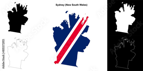 Sydney (New South Wales) outline map set