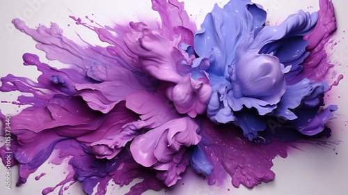 Violet or Purple Color Liquid Paint Knolling Strokes On The White Backdrop