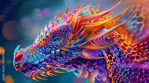 Colorful fantasy dragon head