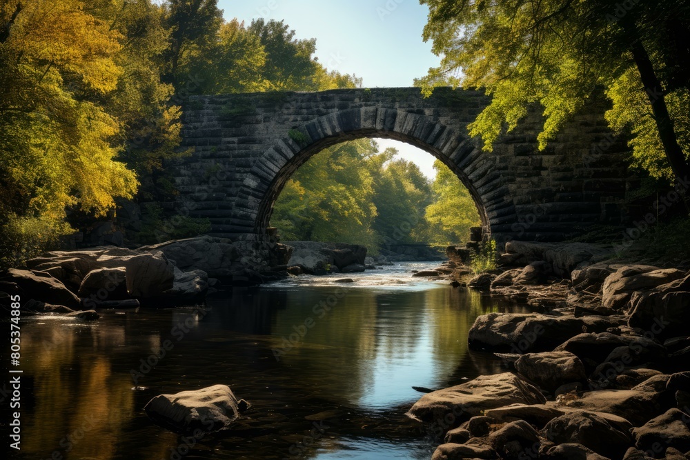 Fototapeta premium Enduring Stone arch river. Travel tourism. Generate Ai