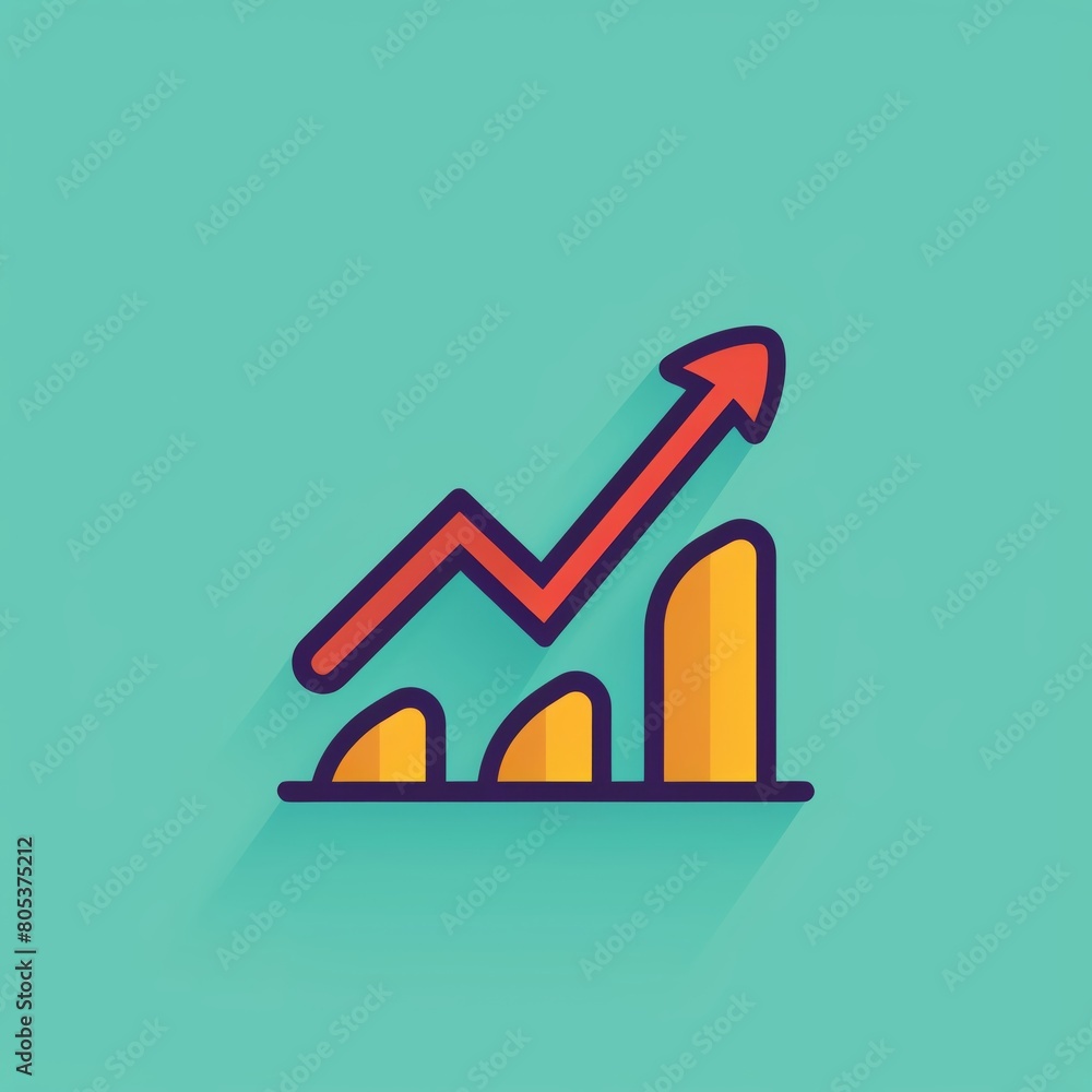 A minimalist icon of a line chart with an arrow pointing upwards ...