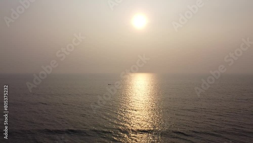 sunset over the sea, Anjarle Beach. Drone Shot. photo