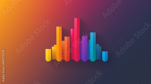 A minimalist icon of a histogram with bars in gradient colors  representing data density and distribution