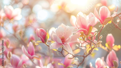 A beautiful magnolia flower in bloom with a blurry background. © Cheetose