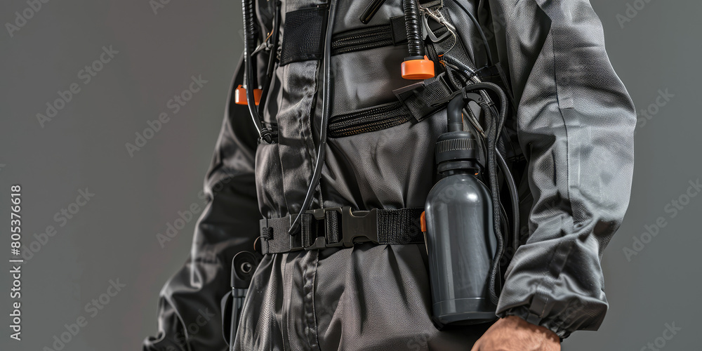 Pest controller man in a jumpsuit uniform at work. A man treats with an insect pesticide sprayer. Agrochemical Service. Pest controller man in a jumpsuit uniform at work. A man treats with an insect pesticide sprayer. Agrochemical Service.