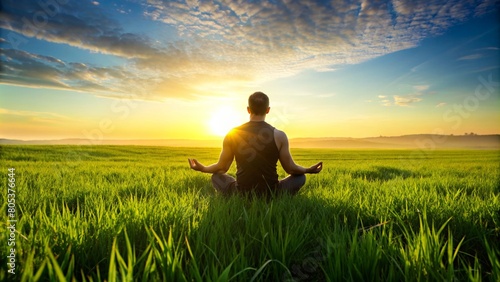 Man doing yoga, mental peace concept © sadi