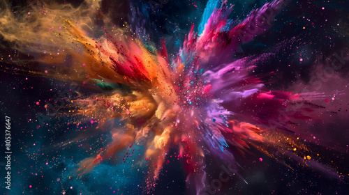 explosión de color de pintura colorida pintura en polvo explotando aventando haciendo un efecto de polvo artístico de animación simulando estallar