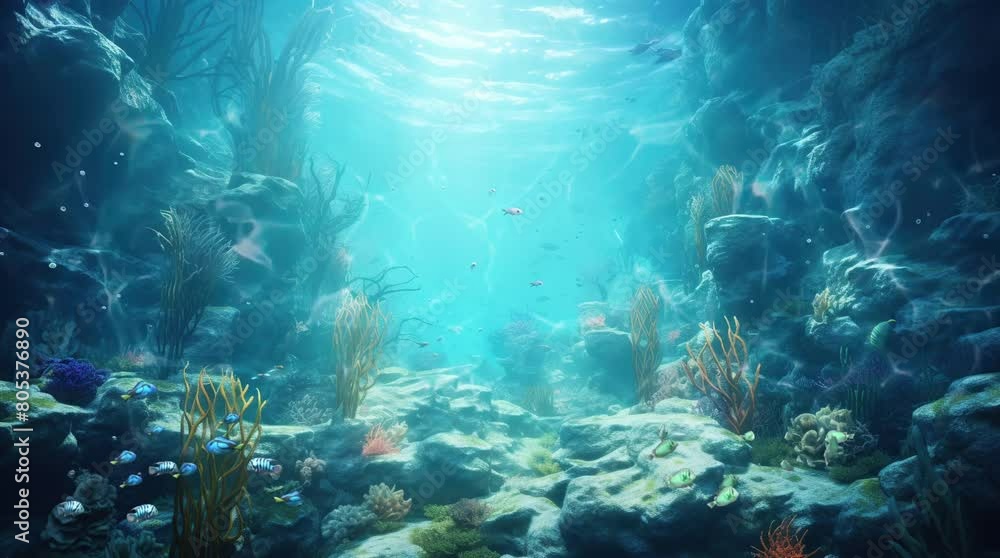 custom made wallpaper toronto digitalFantasy Underwater Landscape. Surreal Scene with Vibrant Marine Life and Otherworldly Structures.
Seamless looping 4k time-lapse virtual video animation background. Generated AI