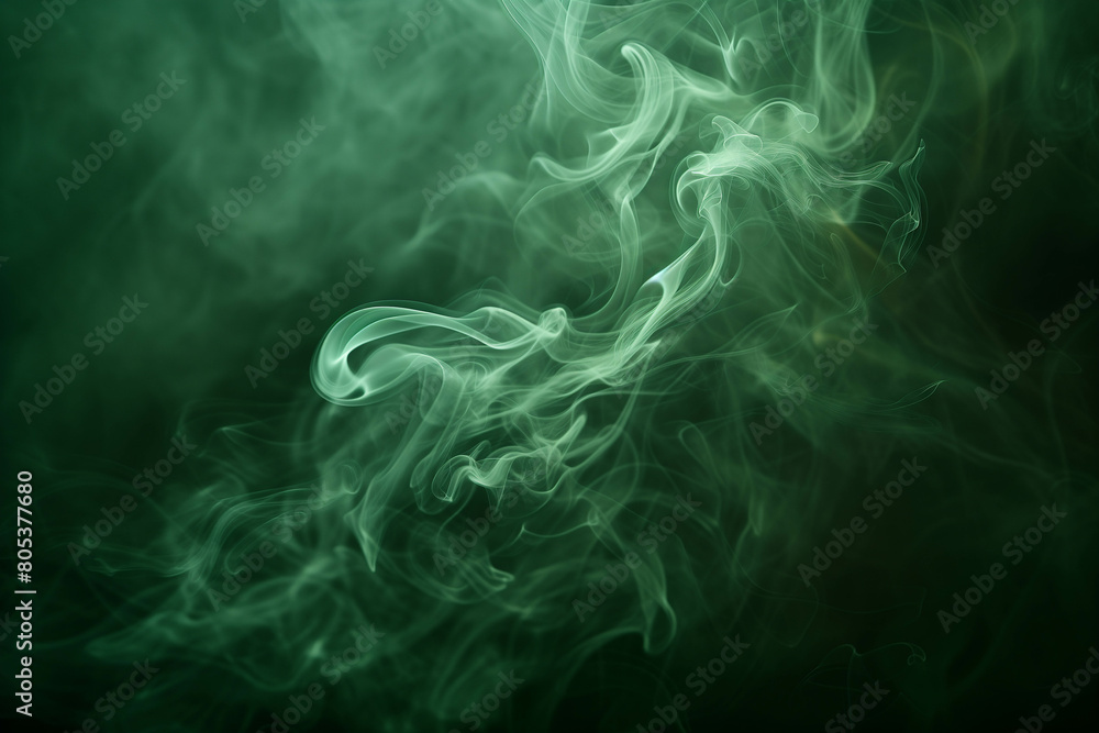 Image of abstract smoke background. which has a smoke pattern on a black canvas with light elements. wave-like movement and artistic swirls highlighted by shades of green. Image of abstract smoke background. which has a smoke pattern on a black canvas with light elements. wave-like movement and artistic swirls highlighted by shades of green.