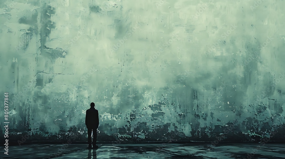 Fototapeta premium The Concept of Loneliness - Person Up Against a Wall