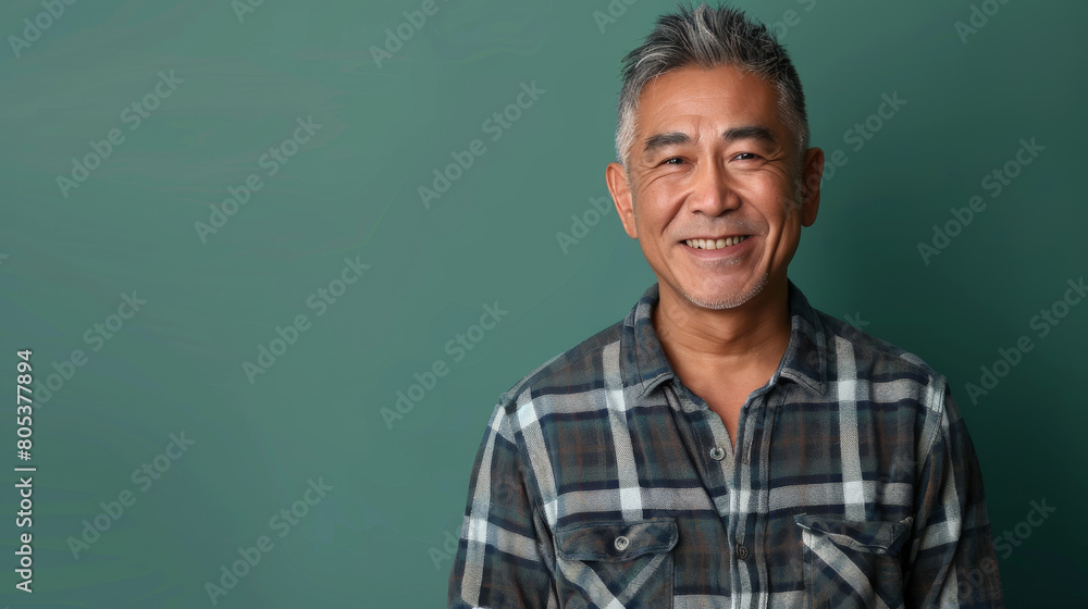A man with a plaid shirt is smiling A man with a plaid shirt is smiling
