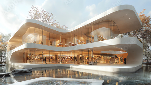 Energyefficient public library with solar roofs and geothermal cooling photo