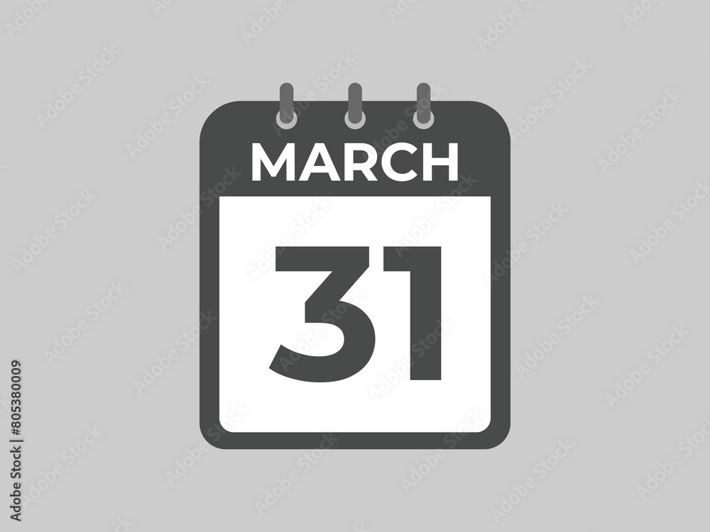 March 31 calendar reminder. 31 March daily calendar icon template. Calendar 31 March icon Design template. Vector illustration
March 31 calendar reminder. 31 March daily calendar icon template. Calendar 31 March icon Design template. Vector illustration