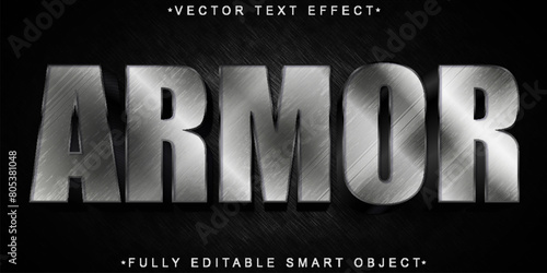 Silver Worn Warrior Armor Vector Fully Editable Smart Object Text Effect