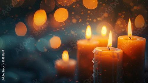 Warm Glowing Candles With Soft Focus and Dark Background