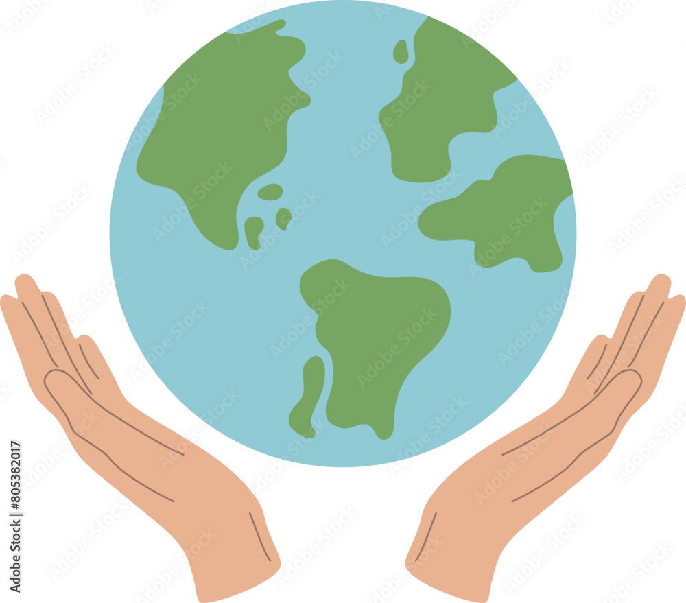 Hands holding planet earth, Earth Day concept, Save the planet, environment, Modern cartoon illustration in flat style Hands holding planet earth, Earth Day concept, Save the planet, environment, Modern cartoon illustration in flat style