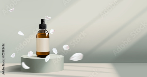 Cosmetics bottle mock-up. Skincare background