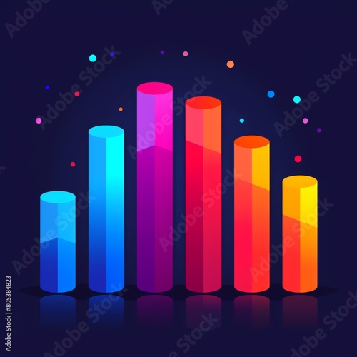 Simple graphic of a bar chart with bars breaking through the top frame, representing breakthrough achievements photo