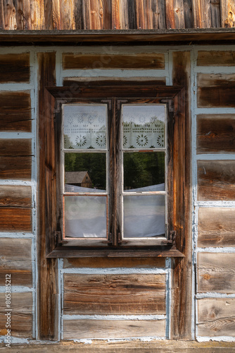 old wooden window of rural house