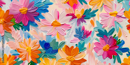 Joyful Floral Display: Colorful Paper Flowers on a Soft Pastel Background for Vibrant Spring and Summer Decor