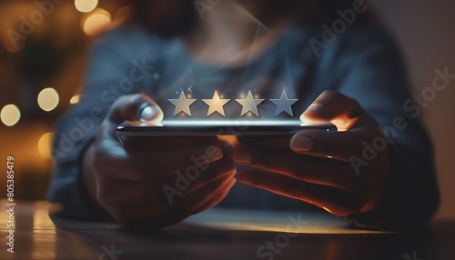 Satisfying Five-Star Rating in Office Setting Vector Image