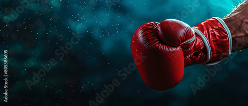 Red Boxing Gloves Punching with Dynamic Motion and Bokeh Background  © C