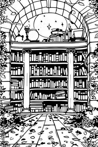 Coloring Book, Malbuchseite, Black and White Vector Graphic zum ausmalen
