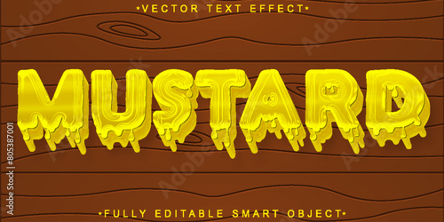 Cartoon Fluid Yellow Mustard Vector Fully Editable Smart Object Text Effect