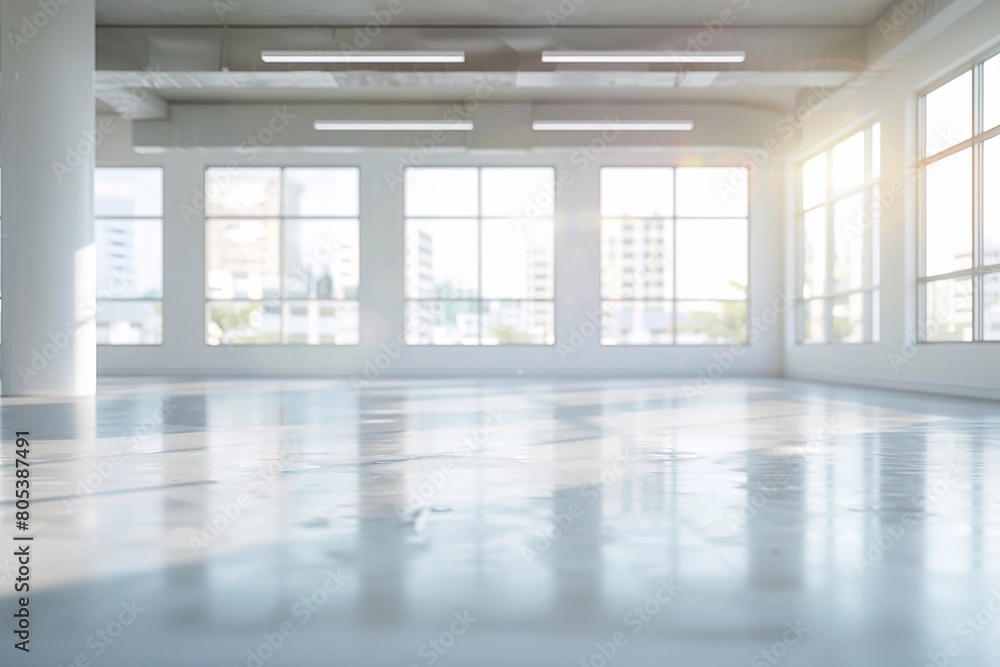 Empty open space office. natural light bokeh at office interior background for design. Empty open space office. natural light bokeh at office interior background for design.