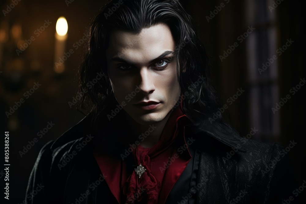 Nocturnal Vampire male. Person face portrait. Generate Ai Nocturnal Vampire male. Person face portrait. Generate Ai