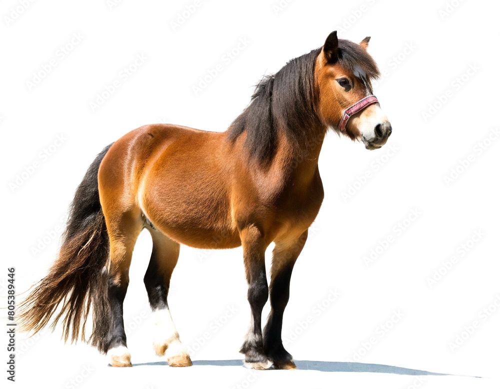 Obraz premium Pony auf vier beinen isoliert auf weißen Hintergrund, Freisteller