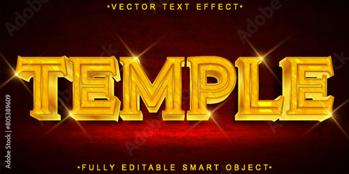 Golden Shiny Temple Vector Fully Editable Smart Object Text Effect