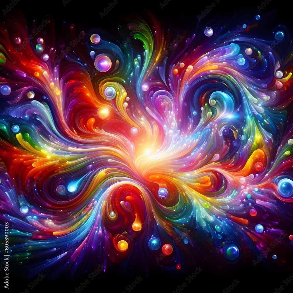 Rainbow Rapture characterized by abstract colorful shapes cascading and intertwining in a radiant display of vibrant hues and energetic patterns Rainbow Rapture characterized by abstract colorful shapes cascading and intertwining in a radiant display of vibrant hues and energetic patterns
