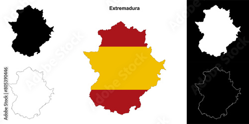 Extremadura outline map photo