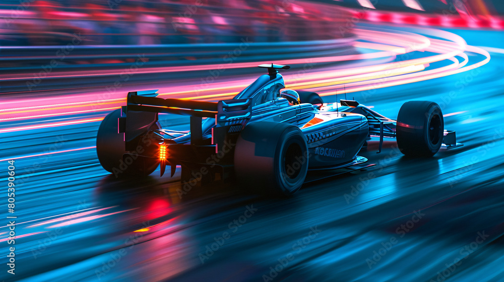 racing car in motion blur