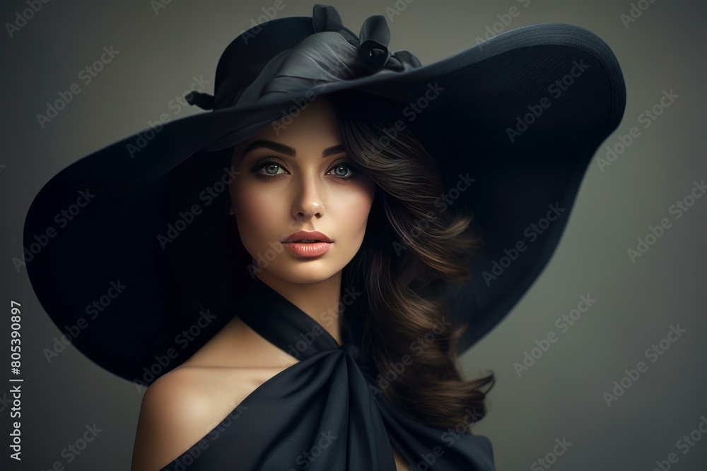 Sophisticated Stylish elegant woman hat. Retro person party rose style. Generate Ai Sophisticated Stylish elegant woman hat. Retro person party rose style. Generate Ai