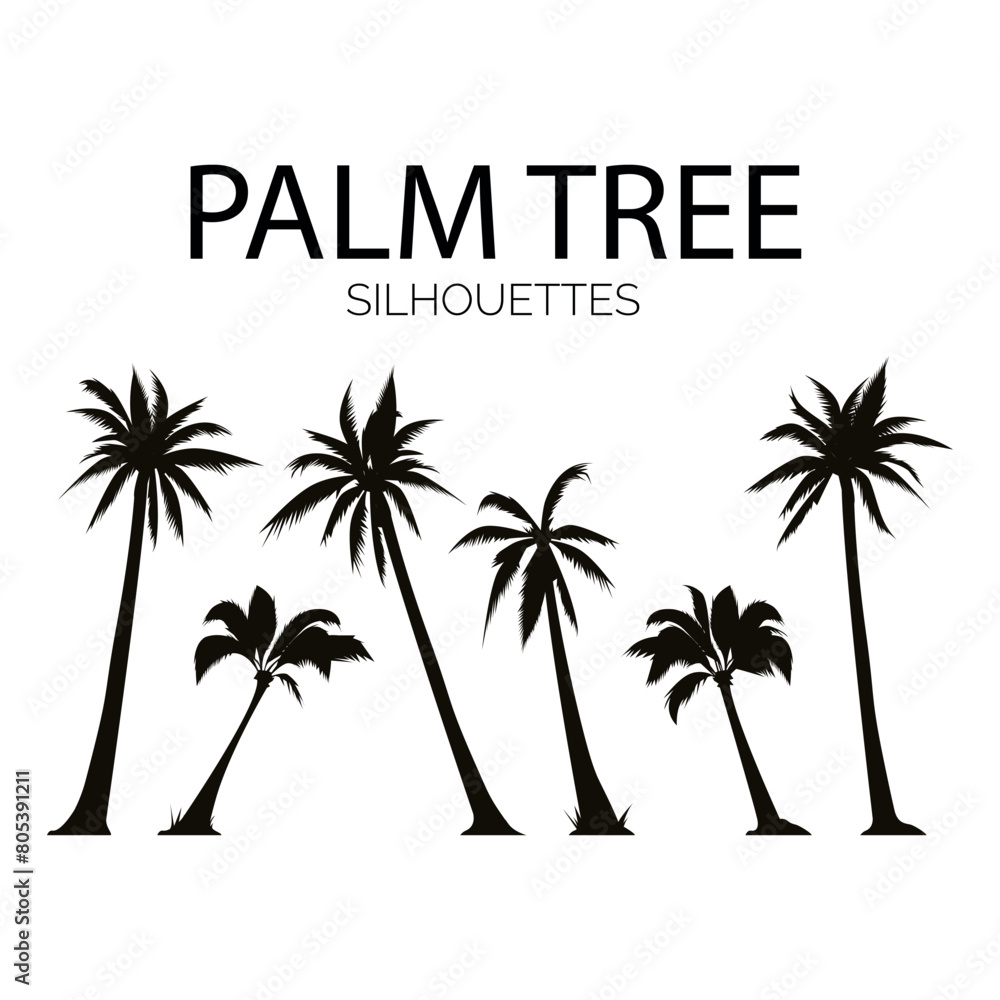 Fototapeta premium vector silhouettes set of palm trees