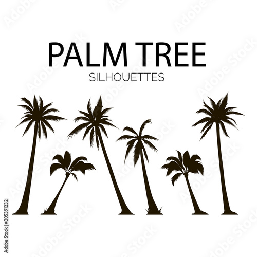 vector silhouettes set of palm trees © SIARHEI