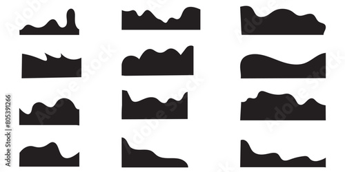Website border, web page divider shapes. Geometric and organic separator headers for graphic design template - app, banner, page, poster, menu. Isolated Vector Illustration. EPS 10