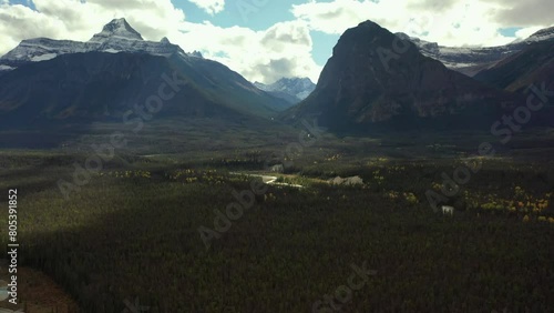 Aerial view of the Athabasca River in Alberta, Canada. photo