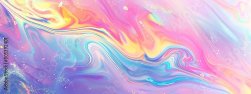 Iridescent holographic rainbow pastel colors digital art phone wallpaper with iridescence and opalescence in the style of rainbow fluid design. photo