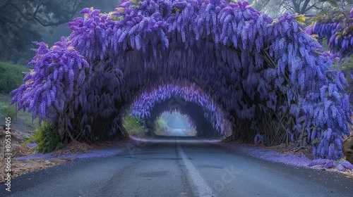 Purple wisteria floral background, best for web, banner, travel, and tranquil background. © pengedarseni