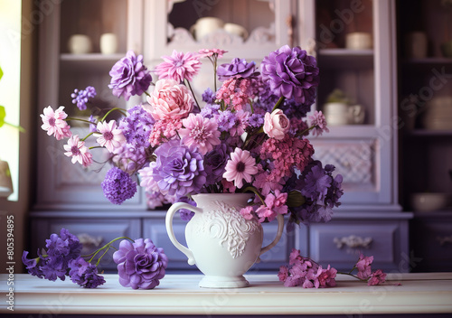 Vibrant Violet Floral Backdrop, Soft Blossoms Romantic Feminine Beauty Concept, Spring Blooms Nature Background
