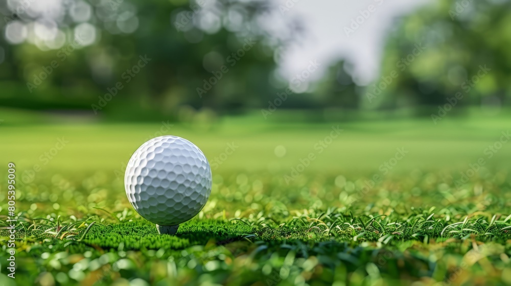 A Golf Ball Poised Perfectly on the Tee, Awaiting the Swing A Golf Ball Poised Perfectly on the Tee, Awaiting the Swing