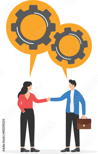 Business partnership, negotiation to make agreement or business deal concept, businessmen hi five for success business agreement
