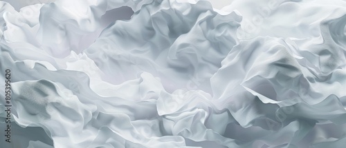 A grayscale image of a crumpled, silky fabric. photo